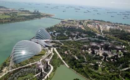Blick auf Marina Bay in Singapur